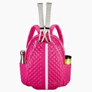 OLIVER THOMAS 24+7 Tennis Backpack- Fuschia and White stripe